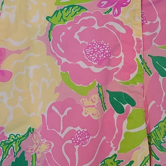 LILLY PULITZER Cropped Pink White Green Yellow Flower Print Pants Size 2 - Picture 3 of 13